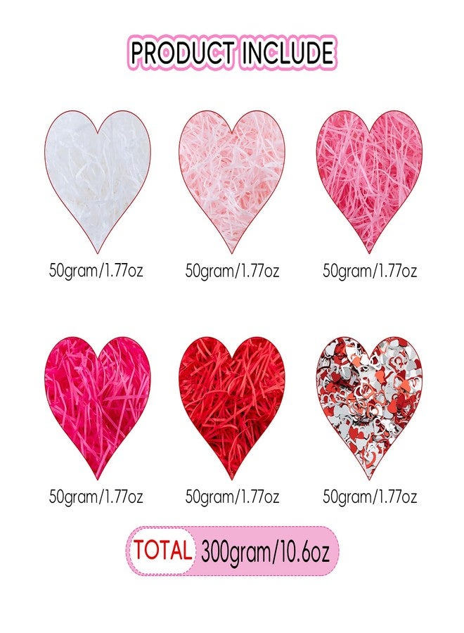 CIPOWM 10.6oz Valentine's Day Grass Shredded Paper Filler Raffia Paper with Heart Confetti Cut Tissue Paper for Easter Gift Wrapping Basket Box Filling Party Supply - Image 3